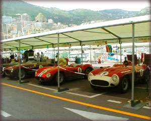 1952 Ferrari 225 S, 1955 Maserati 300 S and 1956 Ferrari 857 S at the Monaco Historic Grand Prix