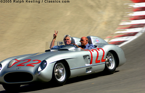 Monterey Historic Automobile Races 2005 in Laguna Seca - 1955 Mercedes-Benz 300 SLR Roadster, Jay Leno, Sir Stirling Moss