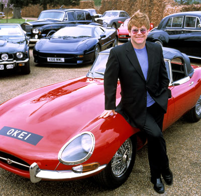 Elton John and several of his cars