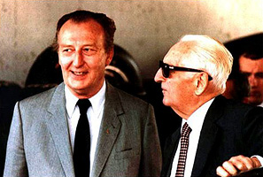 Enzo Ferrari with Belgian race car driver and Ferrari distributor Jacques Swaters